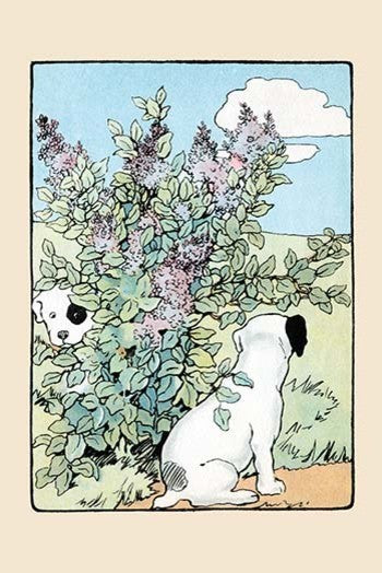 Snip and Snap Play in the Lilac Bushes- Canvas Poster 20" x 30"