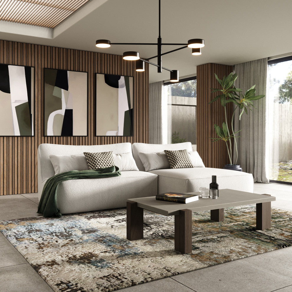 Divani Casa Racine Modern White Fabric Modular Sectional Sofa
