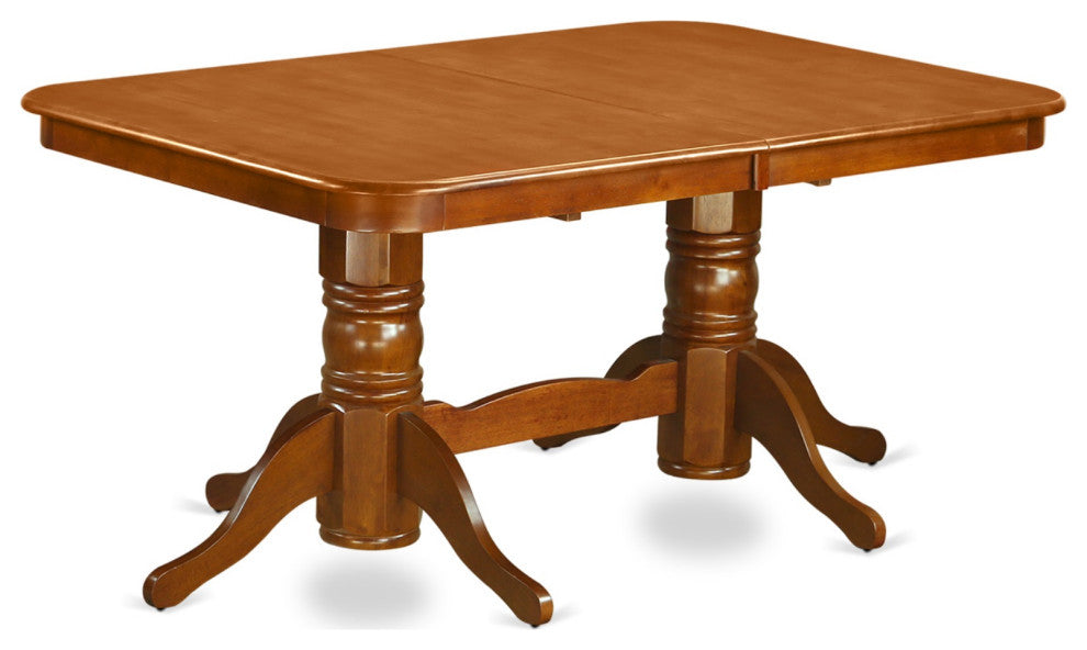 Nana9-Sbr-W, 9-Piece Dining Room Set Table With Leaf and 8 Dining Chairs