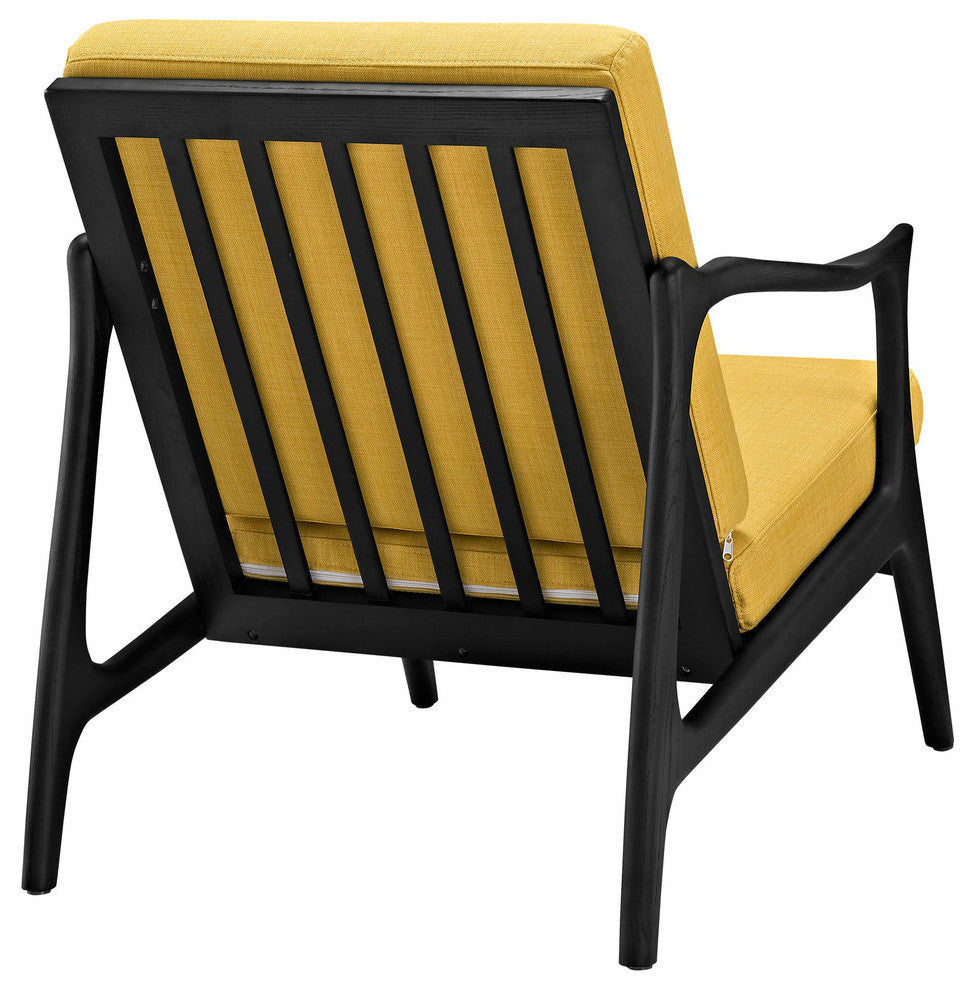 Modern Contemporary Armchair, Yellow Fabric