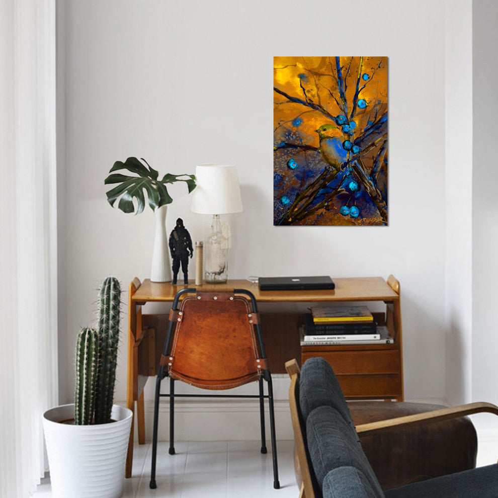 "Bird & Berries" by Dean Crouser, Canvas Print, 26"x18"