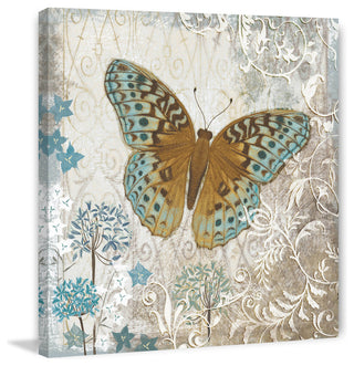 "Blue Linen Butterfly" Painting Print on Wrapped Canvas