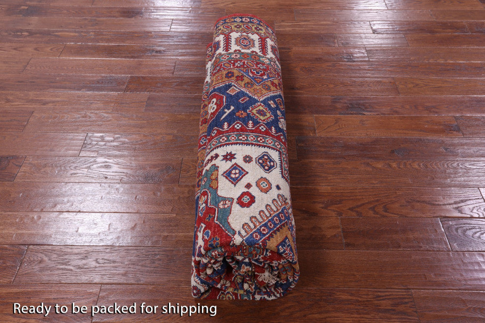 8' 2" X 10' 10" Super Kazak Hand Knotted Wool Rug Q9516