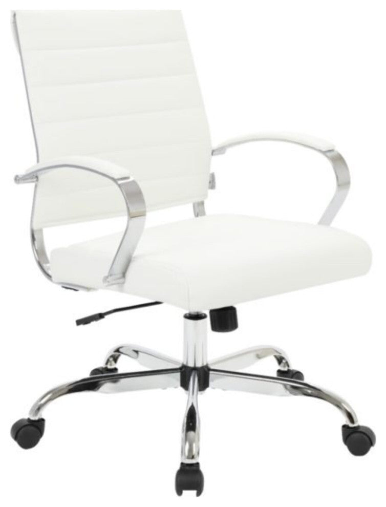 LeisureMod Benmar Leather Office Chair White