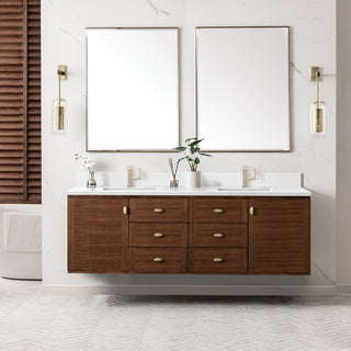 Amberly 30" Single Vanity, Mid-Century Walnut, 72", White Zeus, Single-Hole