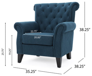 GDF Studio Nowell Contemporary Fabric Tufted Chair, Dark Blue
