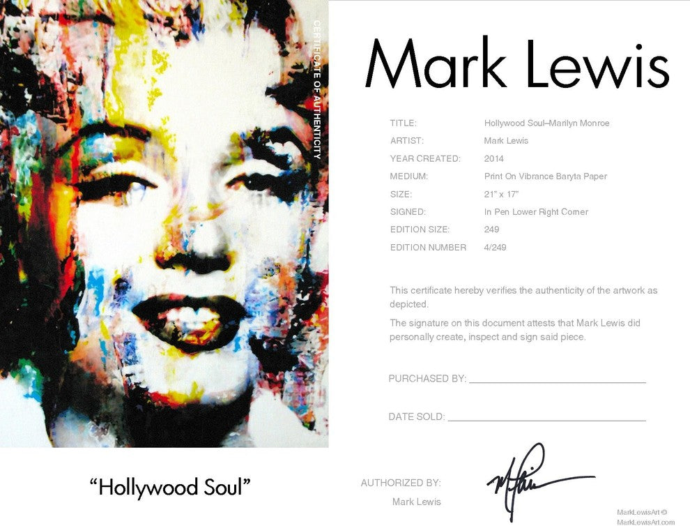 Marilyn Monroe "Hollywood Soul" Art by Mark Lewis
