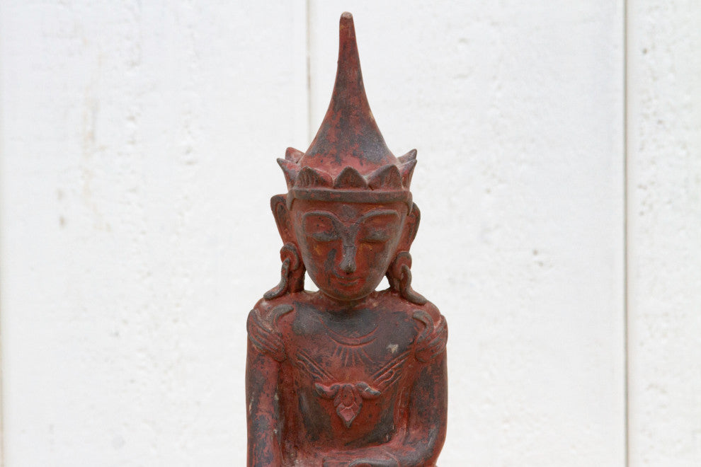 Carved & Painted Praying Buddha