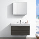 Valencia 40" Gray Oak Wall Hung Modern Bathroom Vanity, Medicine Cabinet
