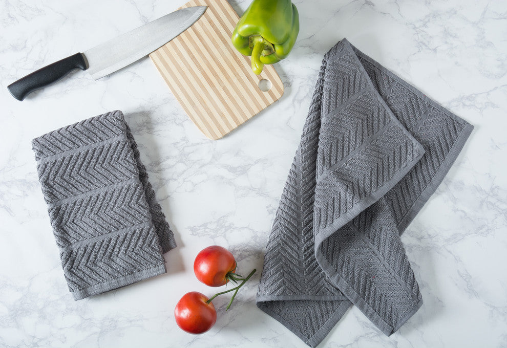 DII Gray Chevron Luxury Barmop, Set of 4