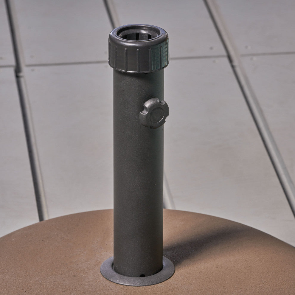 GDF Studio Tulare Outdoor 55 lbs Circular Concrete Umbrella Base, Brown