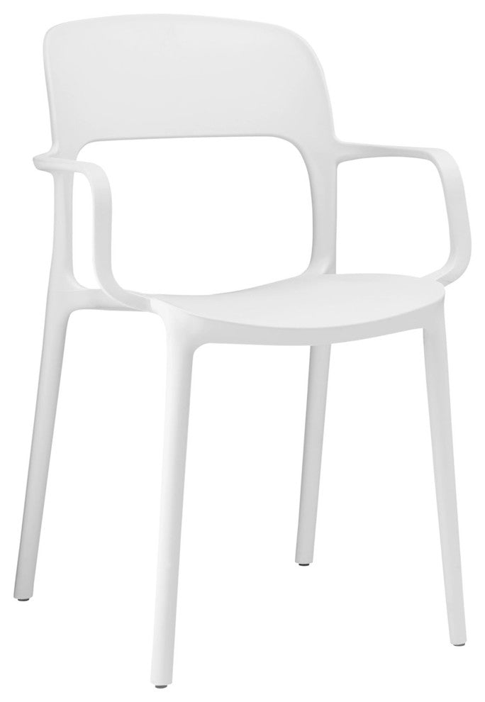 Modern Contemporary Dining Armchair, White Plastic