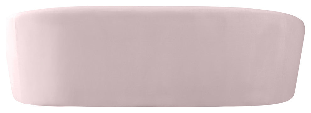 Riley Velvet Upholstered Rounded Sofa, Pink