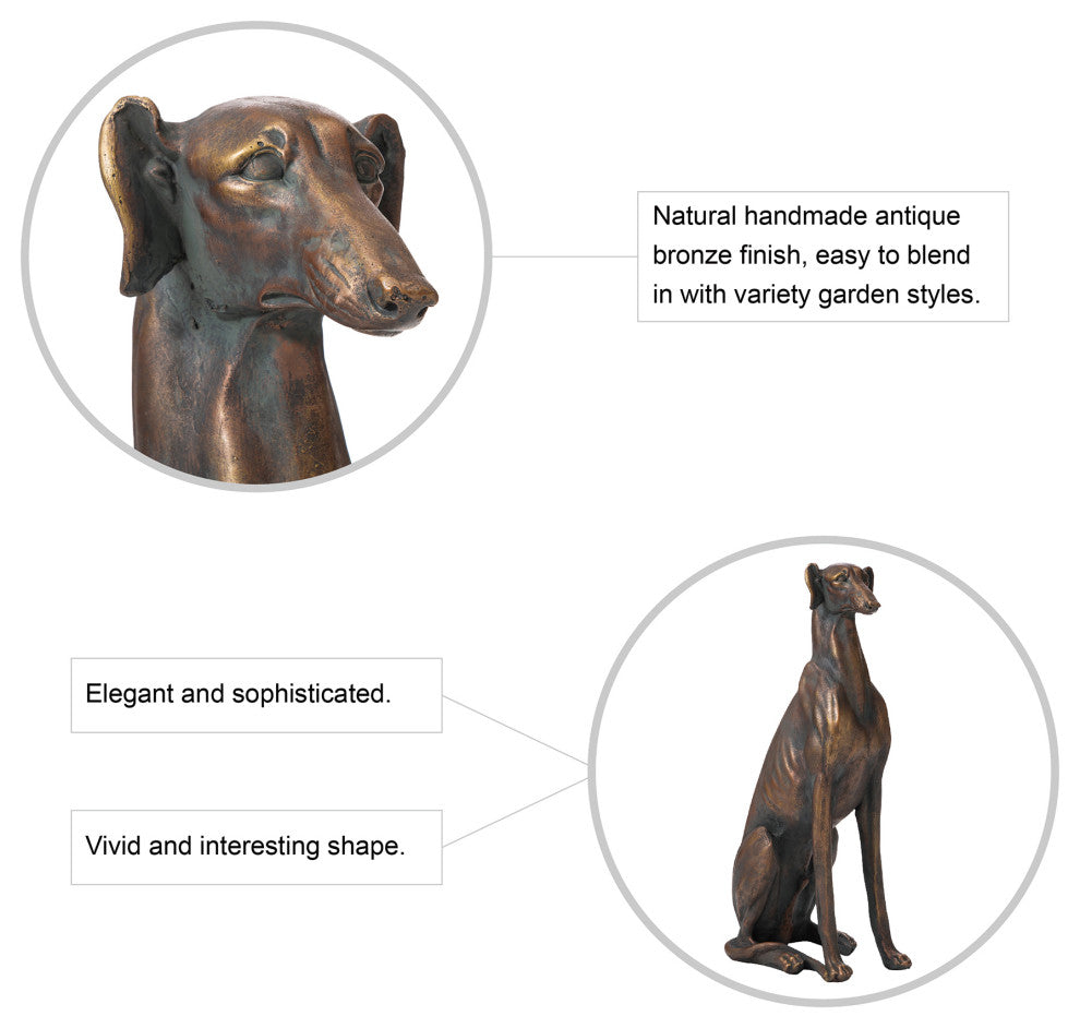 30.25"H MGO Sitting Greyhound Dog Statue