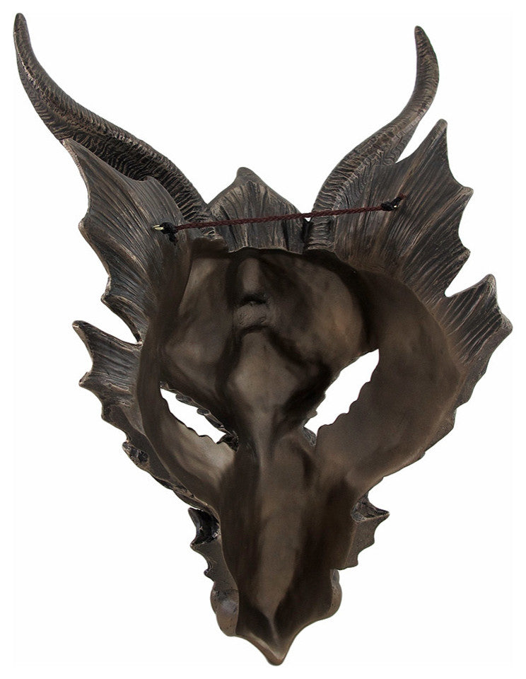 Metallic Bronze Finish Dragon Head Wall Mask Medieval Decor