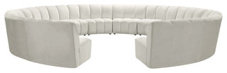 Infinity Channel Tufted Velvet Modular Chair, Cream, 12 Piece