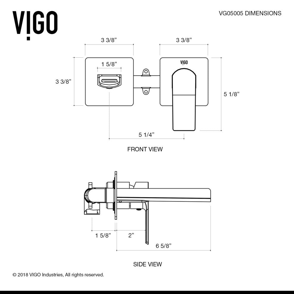 VIGO Atticus 5" H Single Handle Wall Mount Bathroom Faucet, Brushed Nickel