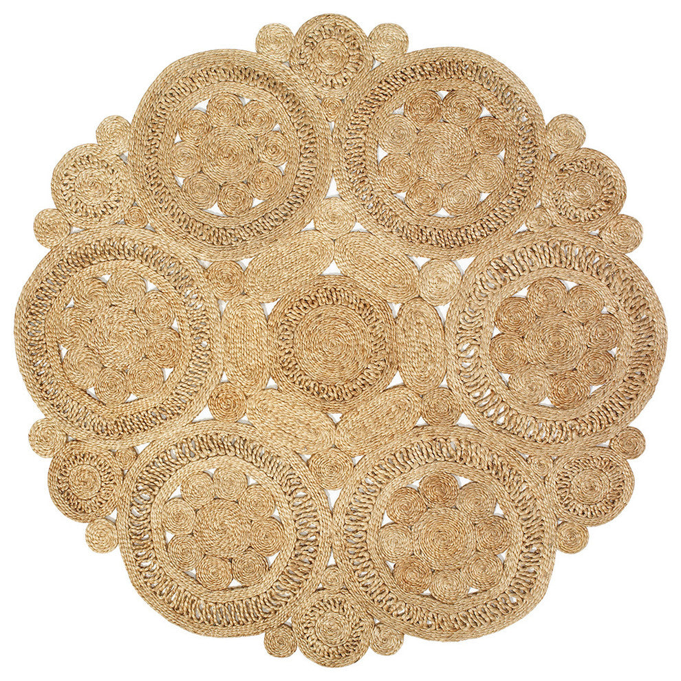 Floral Fantasy Organic Jute Area Rug, 8' Round