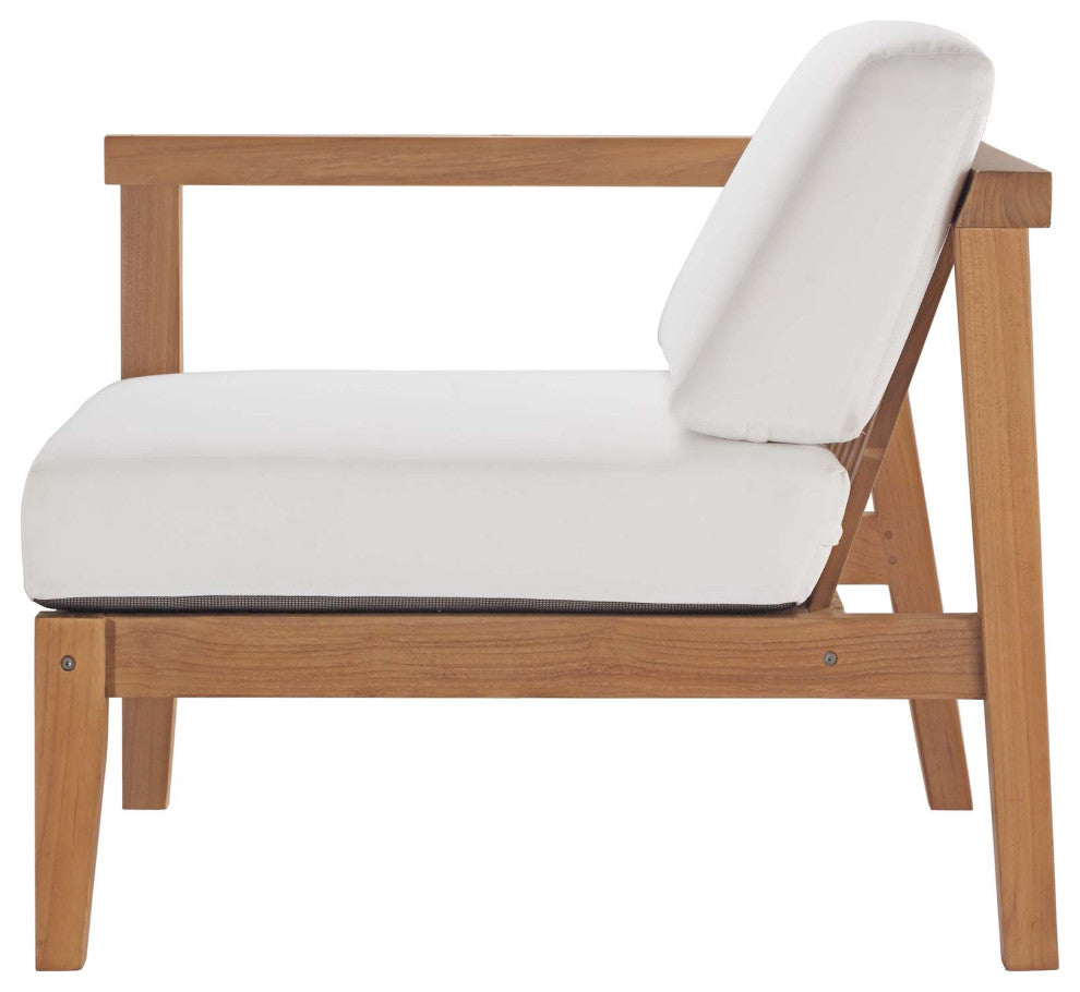 Lounge Sectional Sofa Chair Set, White Natural, Wood, Modern, Outdoor Patio