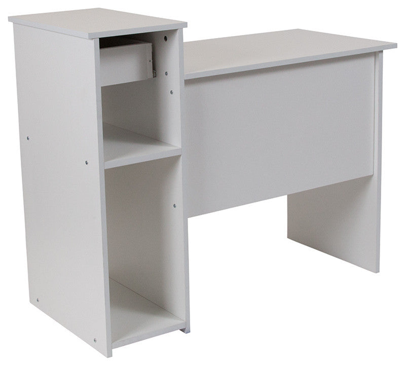 Highland Park White Computer Desk With Shelves and Drawer