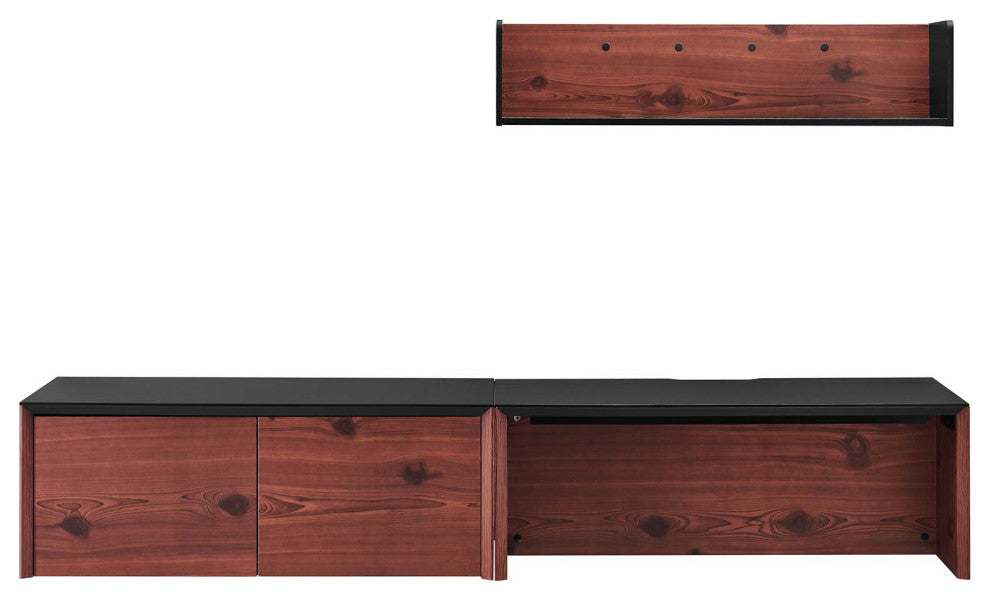 Kinetic 38" Wall-Mount Office Desk With Cabinet and Shelf, Black Cherry