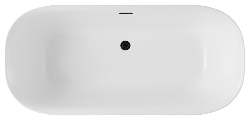 OVE Decors Sayuri Freestanding 63" Acrylic Flatbottom Bathtub, White