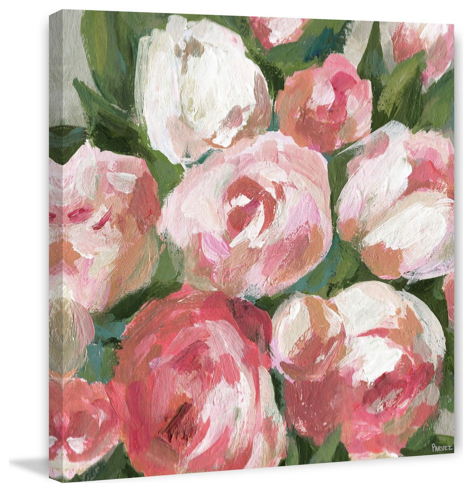 "Pink Tulip Zoom" Painting Print on Wrapped Canvas, 48"x48"