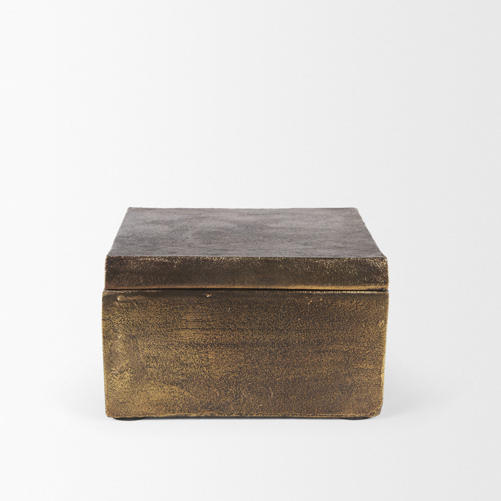 Porschia Large Antiqued Gold Metal Decorative Box
