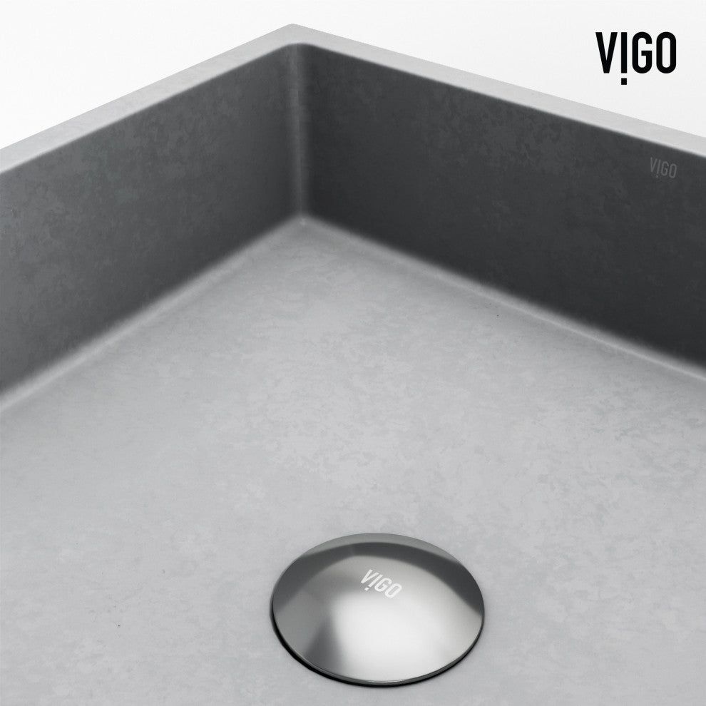 VIGO Alhambra 15"L x 15"W x 5"H Concreto Stone Square Bathroom Vessel Sink