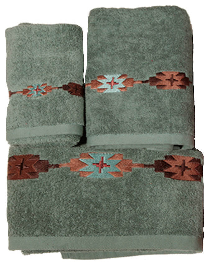 Embroidered Socorro Towel Set, 3 Piece, Turquoise