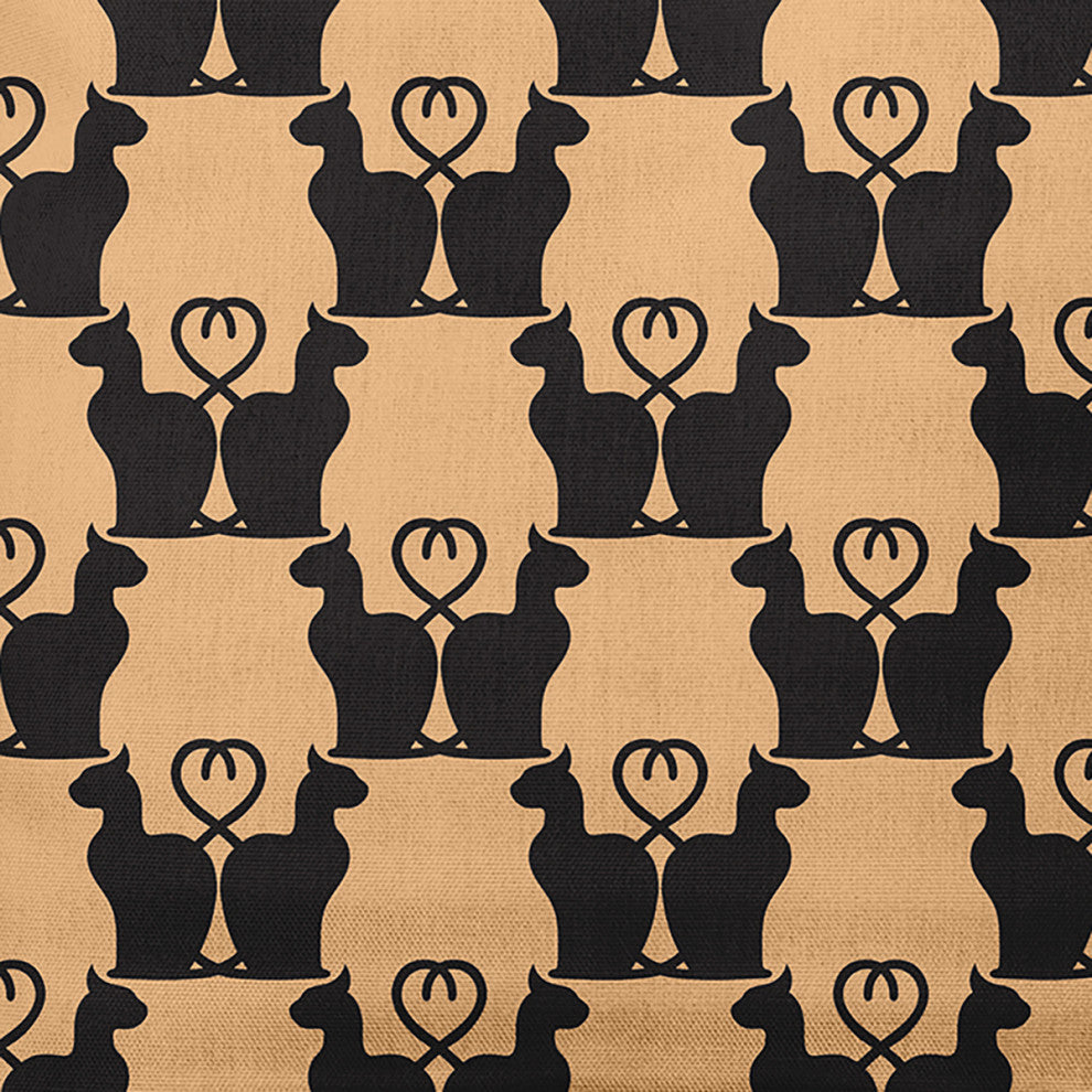 20" x 20" Cat Clowder Indoor/Outdoor Polyester Throw Pillow, Pale Gold
