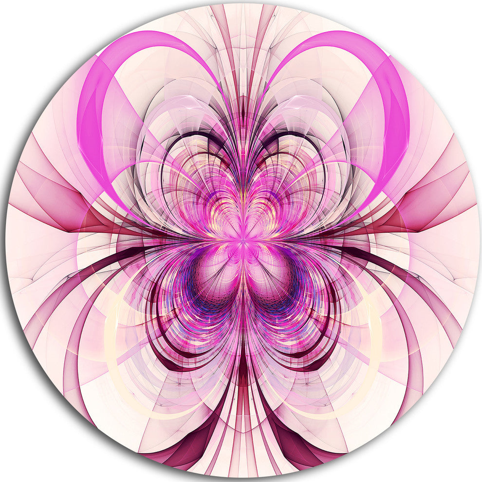 Purple Fractal Flower Pattern, Floral Digital Art Round Wall Art, 23"
