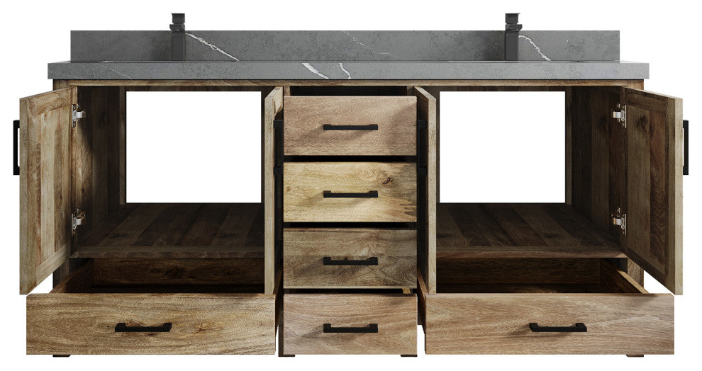 Malibu Mango 72 Double Sink Bath Vanity in Natural 2" Piatra Gray