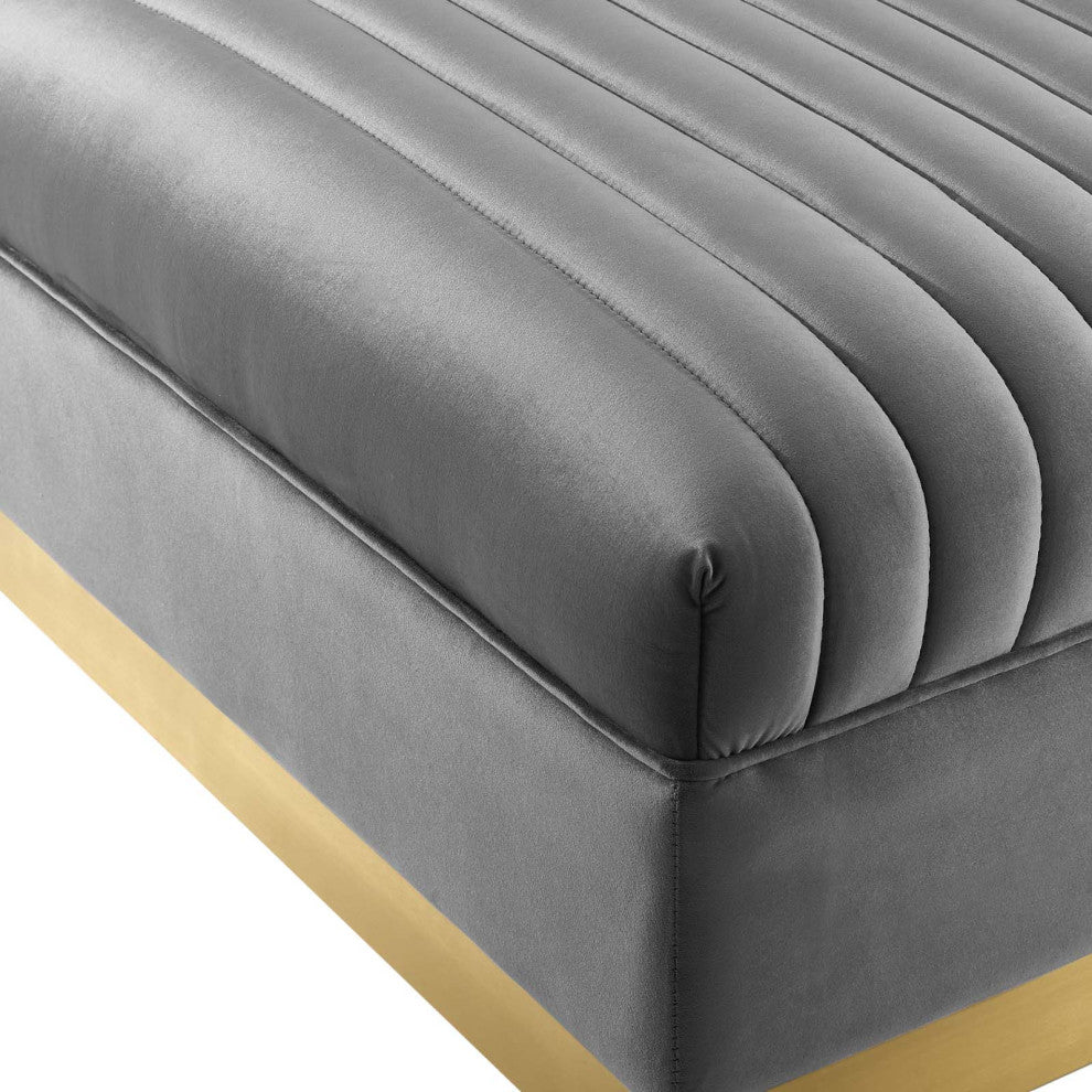 Sectional Sofa Set, Velvet, Gray, Modern, Living Lounge Hotel Hospitality