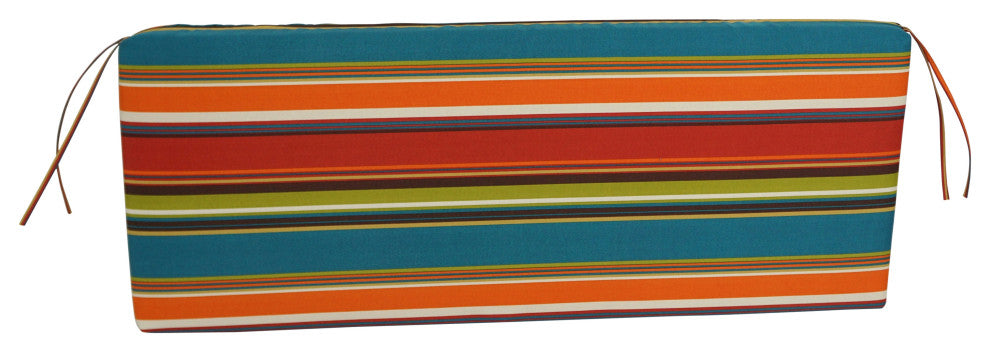 54"X19" Patterned Outdoor Spun Polyester Bench Cushion, Westport Teal