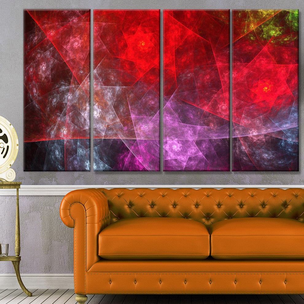 Red Purple Symphony of Gems, Abstract Canvas Art Print, 48"x28", 4 Panels