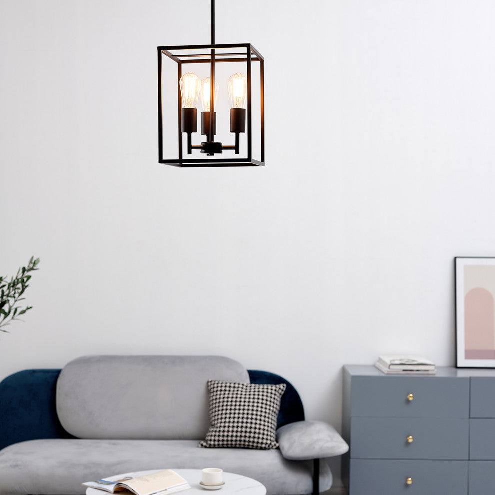 Heath 3-Light Matte Black Convertible Flush Mount Ceiling Light Chandelier