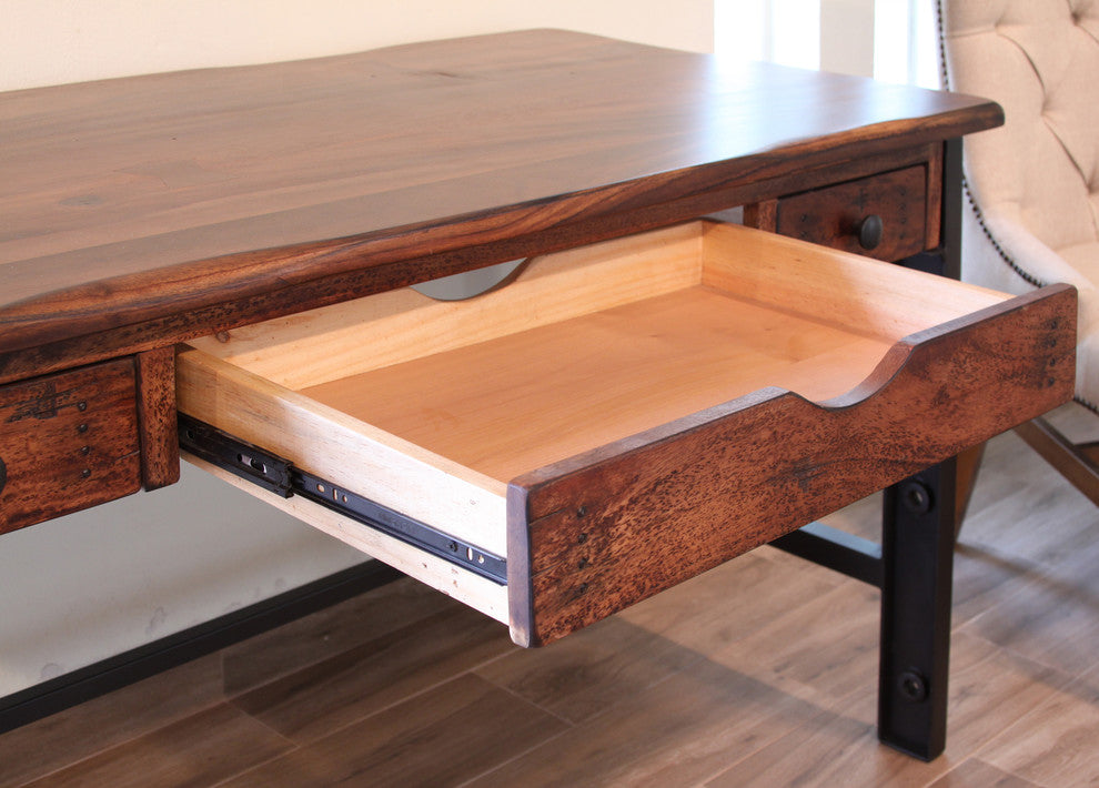Granville Cast Iron Base and Solid Parota Wood Top 60" Desk
