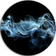 Blue Smoke In Black, Abstract Digital Art Disc Metal Wall Art, 36"