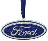 4" Officially Licensed Blue "Ford" Logo Silver Plated Christmas Tree Ornament