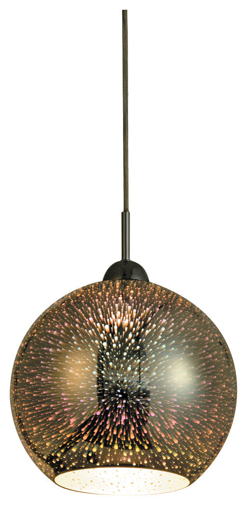 1-Light Globe Pendant LED Light, Hand Blown 3D Glass