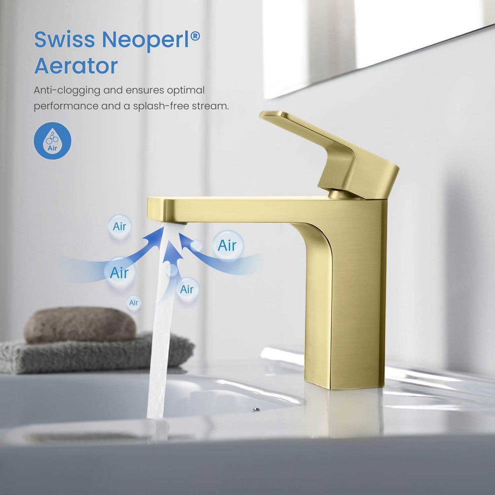 Blaze Single Handle Bathroom Sink Faucet, Brushed Gold