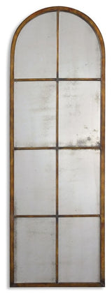 Luxe Tall Antiqued Glass Arch Wall Mirror 50 in Slim 16.5 in Wide Rustic Window