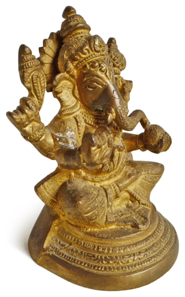Consigned Antique Small Brass Ganesha Statue