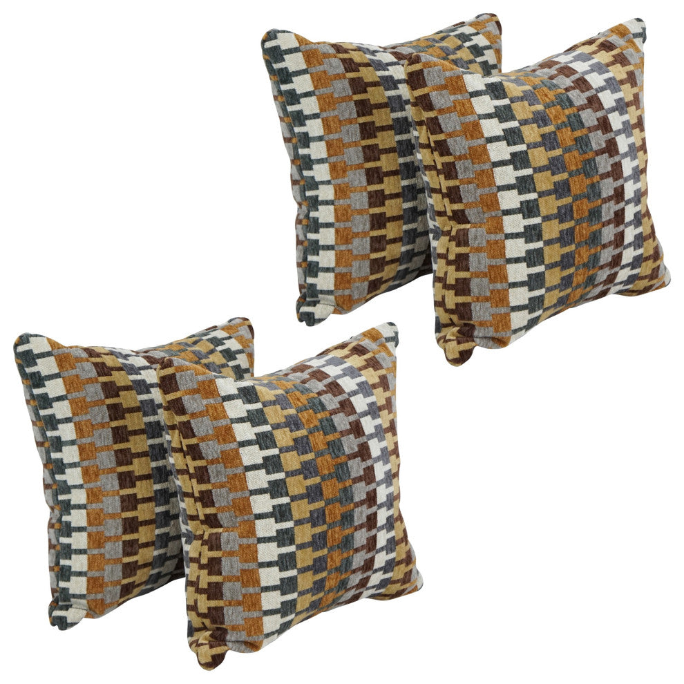 17" Jacquard Throw Pillows With Inserts, Set of 4, Legion Browns