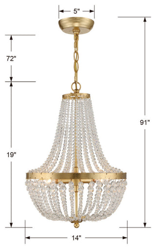 Crystorama 603-GA, 3-Light Chandelier, Antique Gold