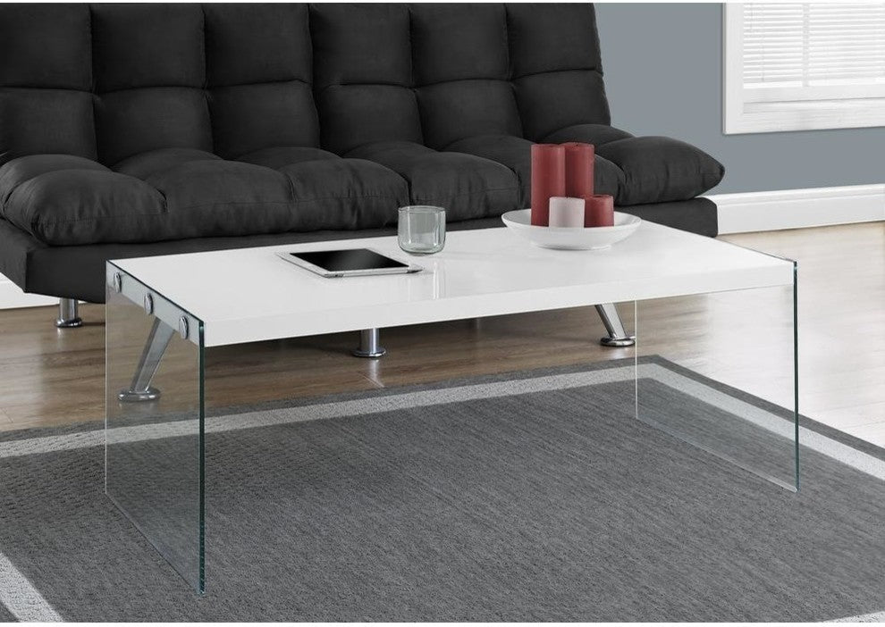 Coffee Table - Glossy White With Tempered Glass