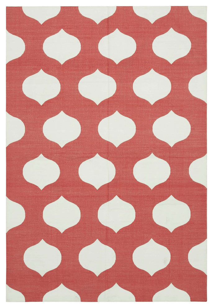 Rug N Carpet - Handmade Wool 6' 0'' x 8' 10'' Modern Design Dhurrie Kilim Rug