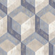 Rustic Wood Tile Geometric Wallpaper, Blue, Sample