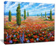 "Red Poppies Field Watercolor" Flower Canvas Wall Art, 20"x12"